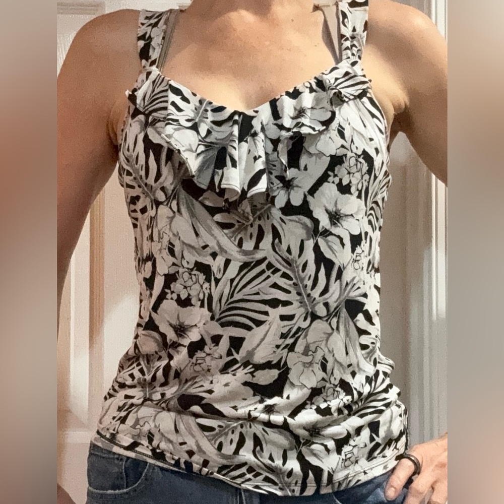 WHBM tropical print tank blouse, size medium